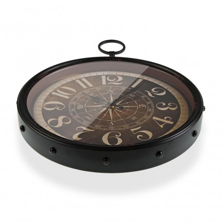 RELOJ PARED METAL BROWN